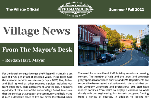 Village Newsletter - Above the fold